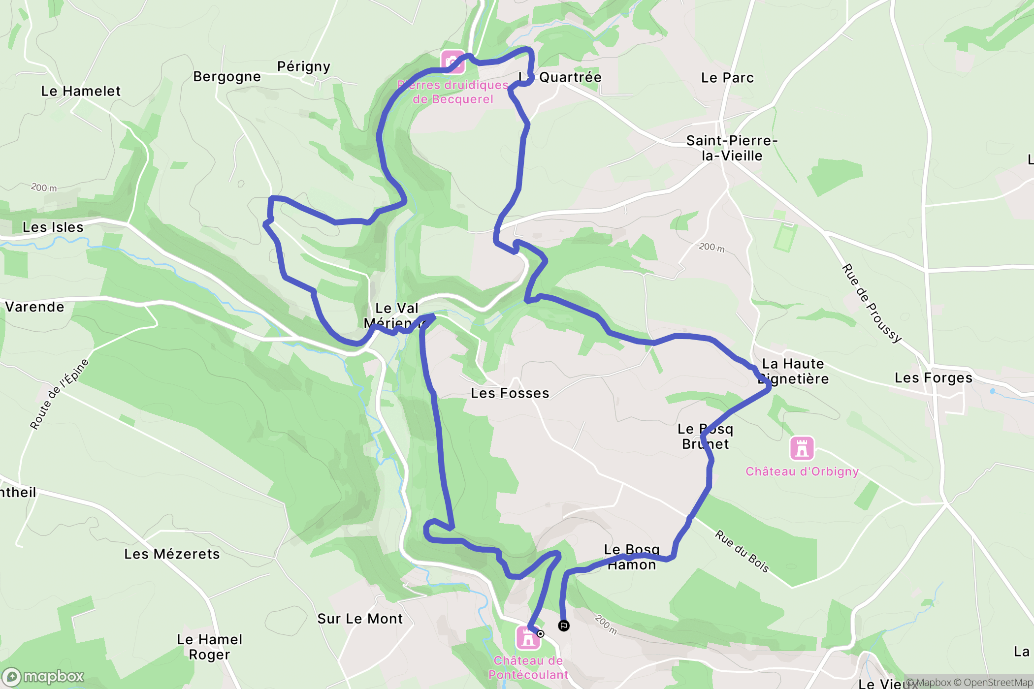 Pontécoulant : carte du parcours de randonnée - France