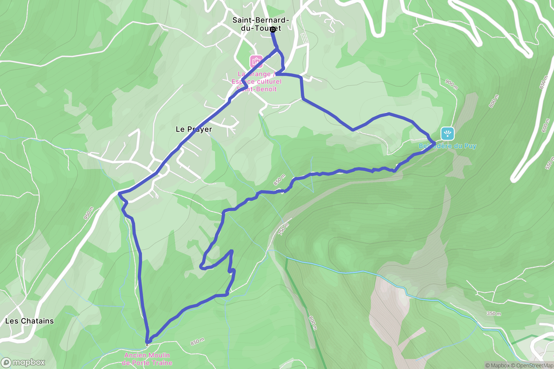 Plateau-des-Petites-Roches : carte du parcours de randonnée - France