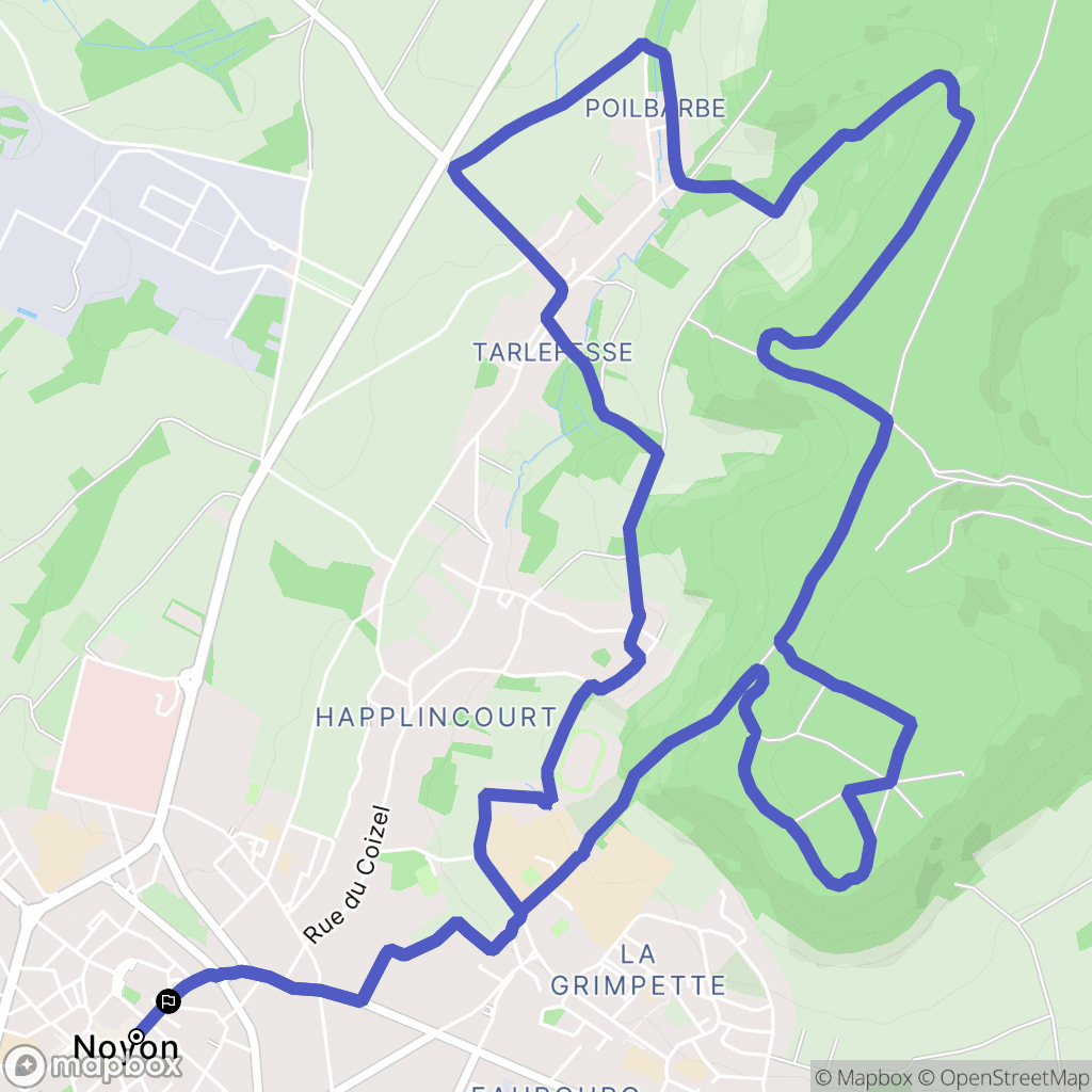 Noyon : carte du parcours de randonnée - France