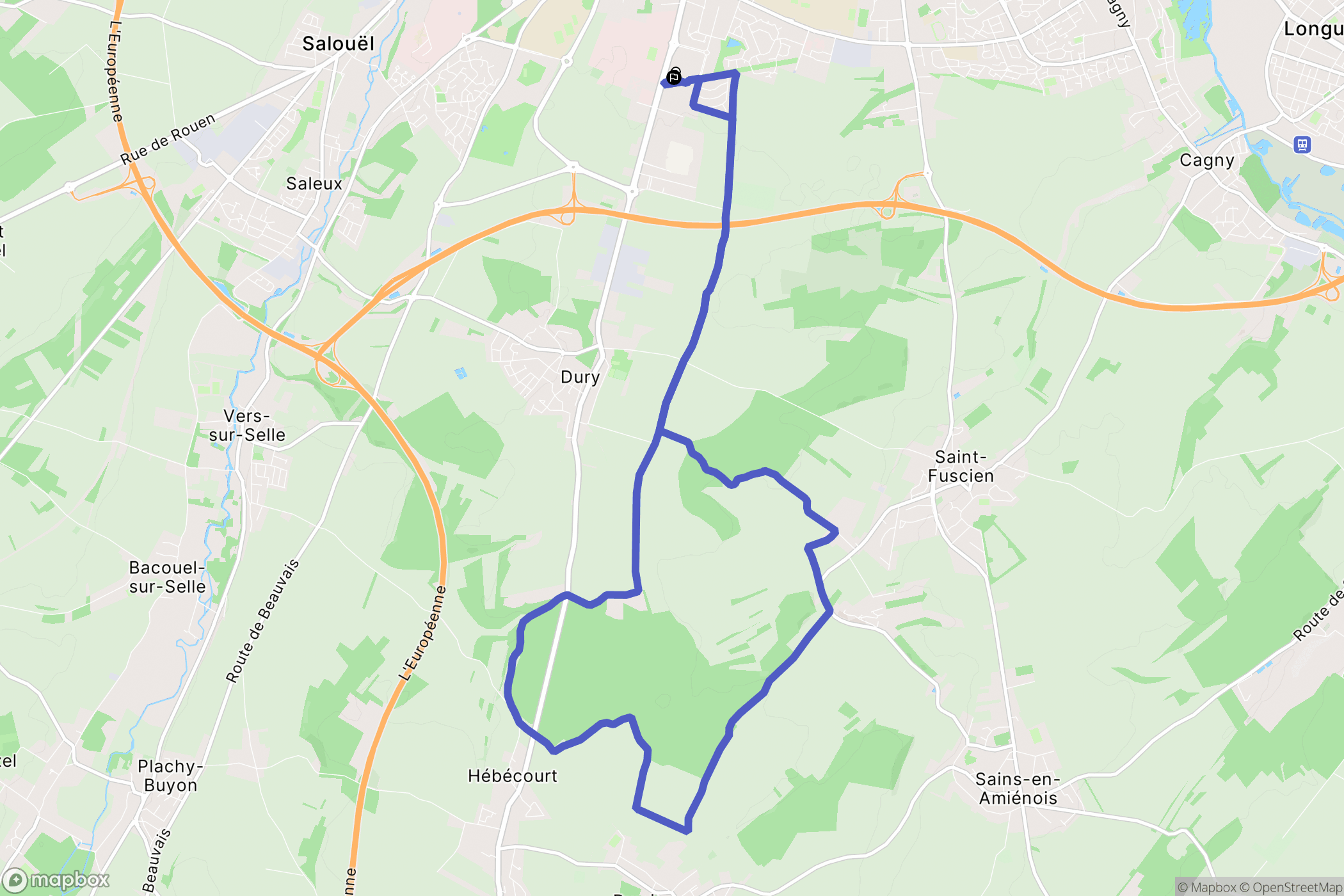 Amiens : carte du parcours de randonnée - France