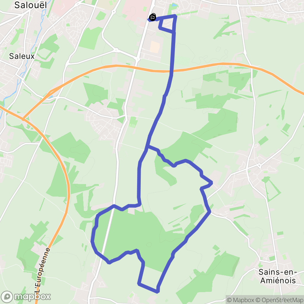 Amiens : carte du parcours de randonnée - France