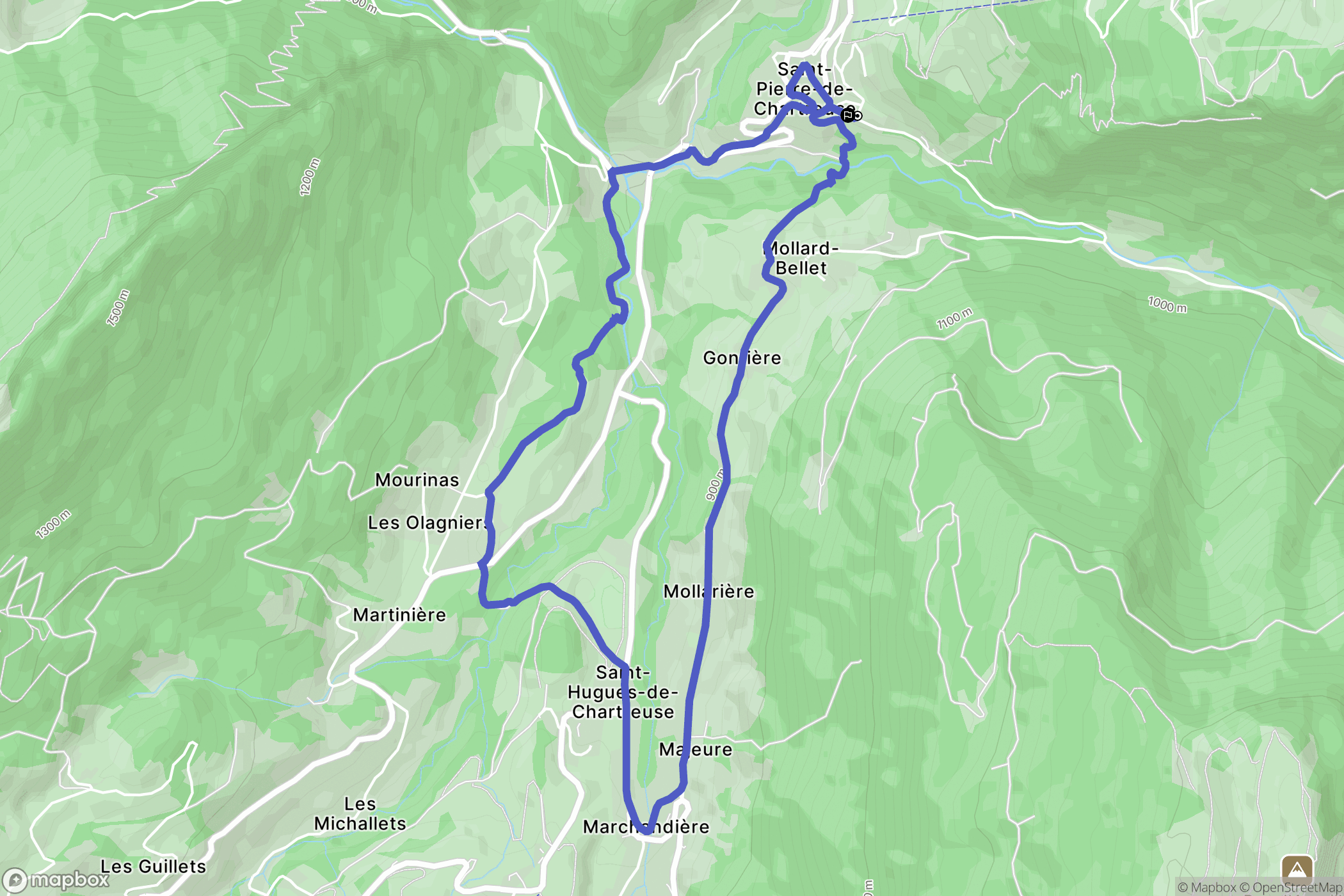 Saint-Pierre-de-Chartreuse : carte du parcours de randonnée - France