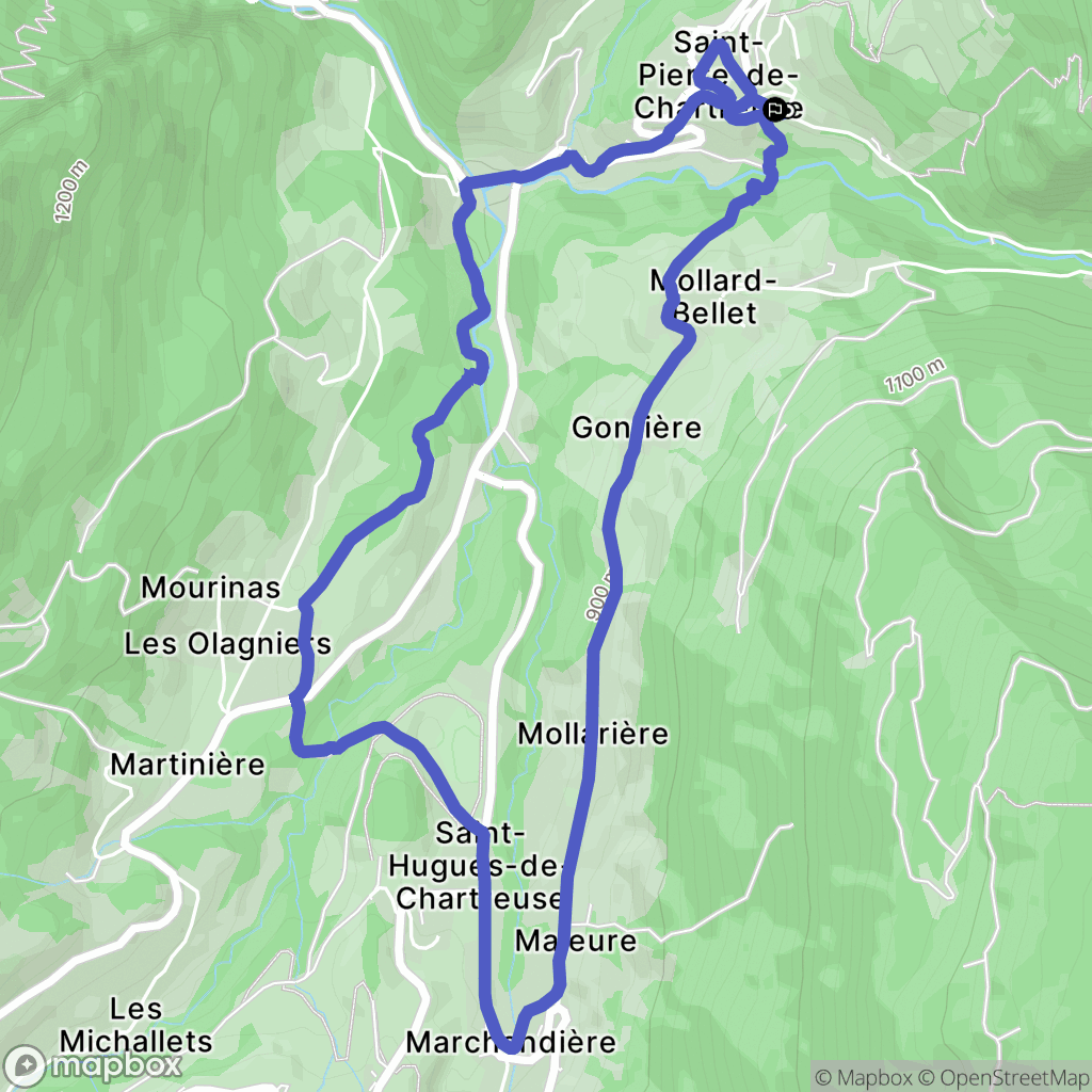 Saint-Pierre-de-Chartreuse : carte du parcours de randonnée - France