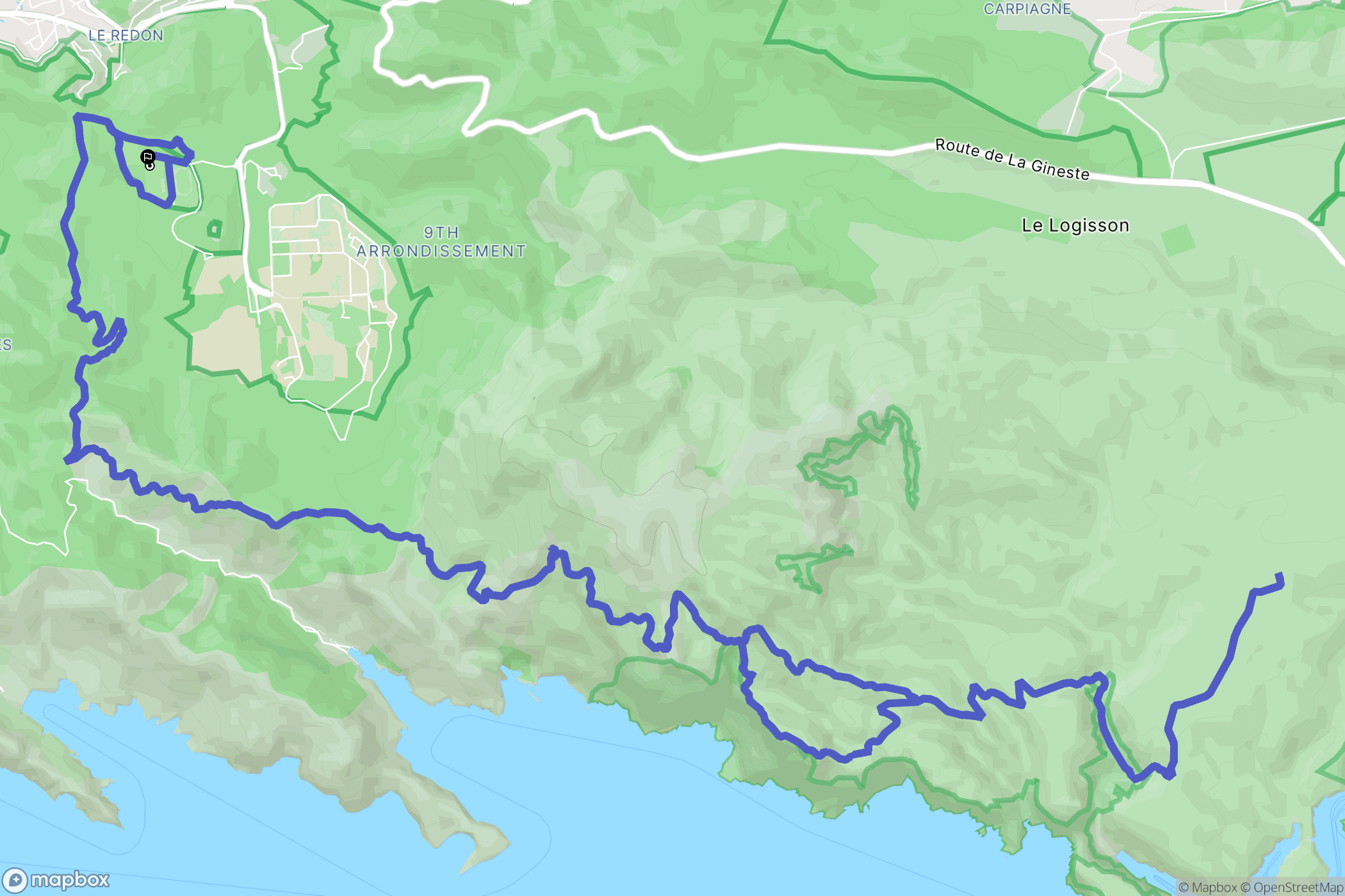 Marseille : carte du parcours de randonnée - France