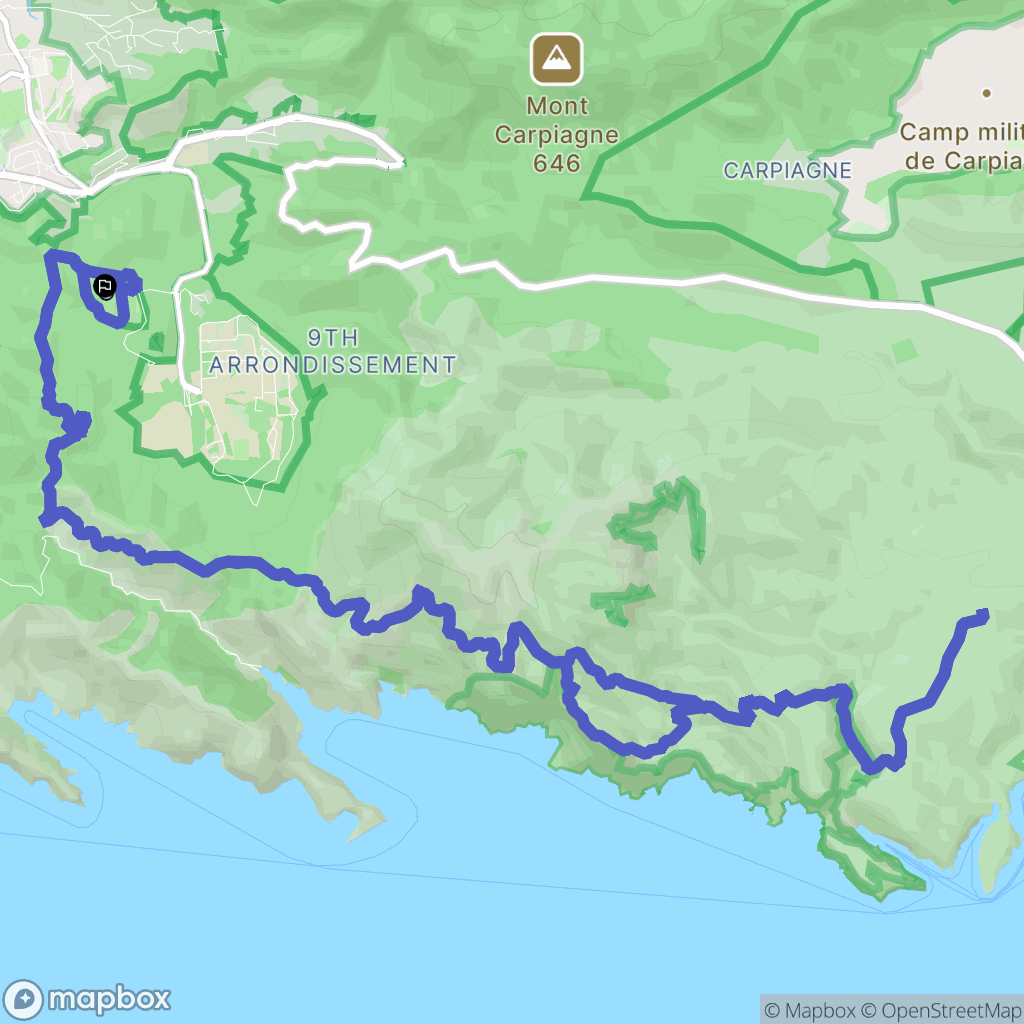 Marseille : carte du parcours de randonnée - France