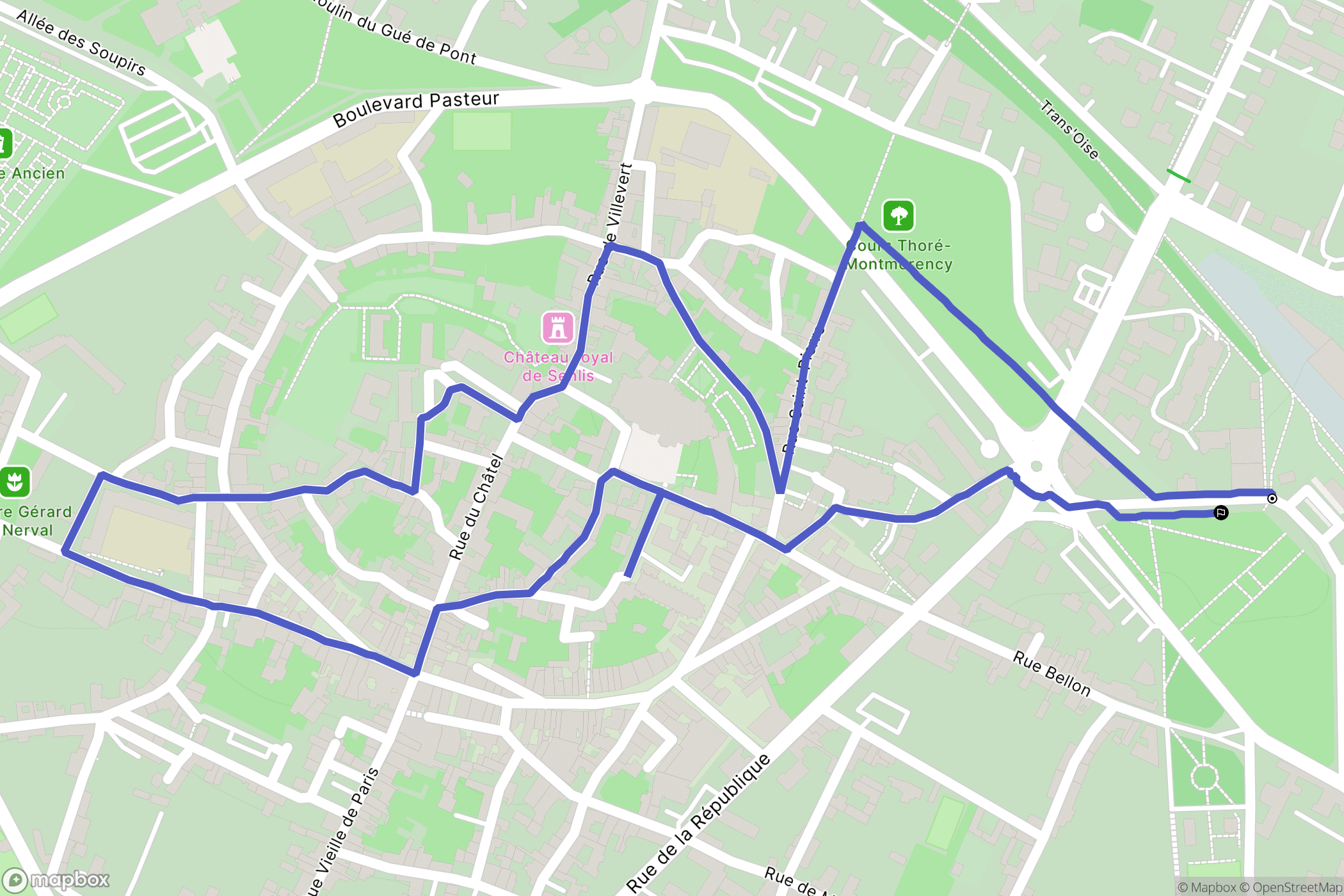 Senlis : carte du parcours de randonnée - France