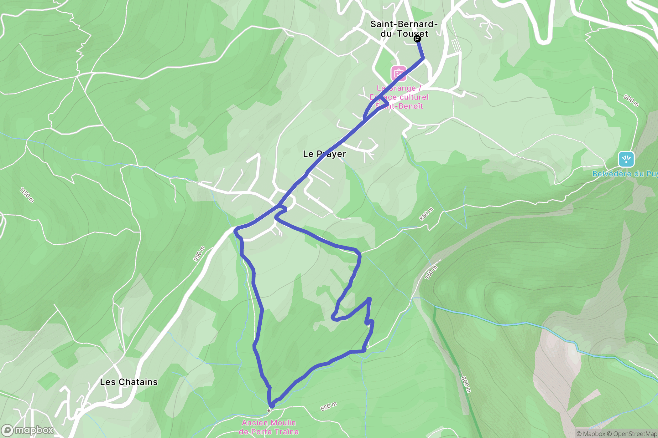 Plateau-des-Petites-Roches : carte du parcours de randonnée - France