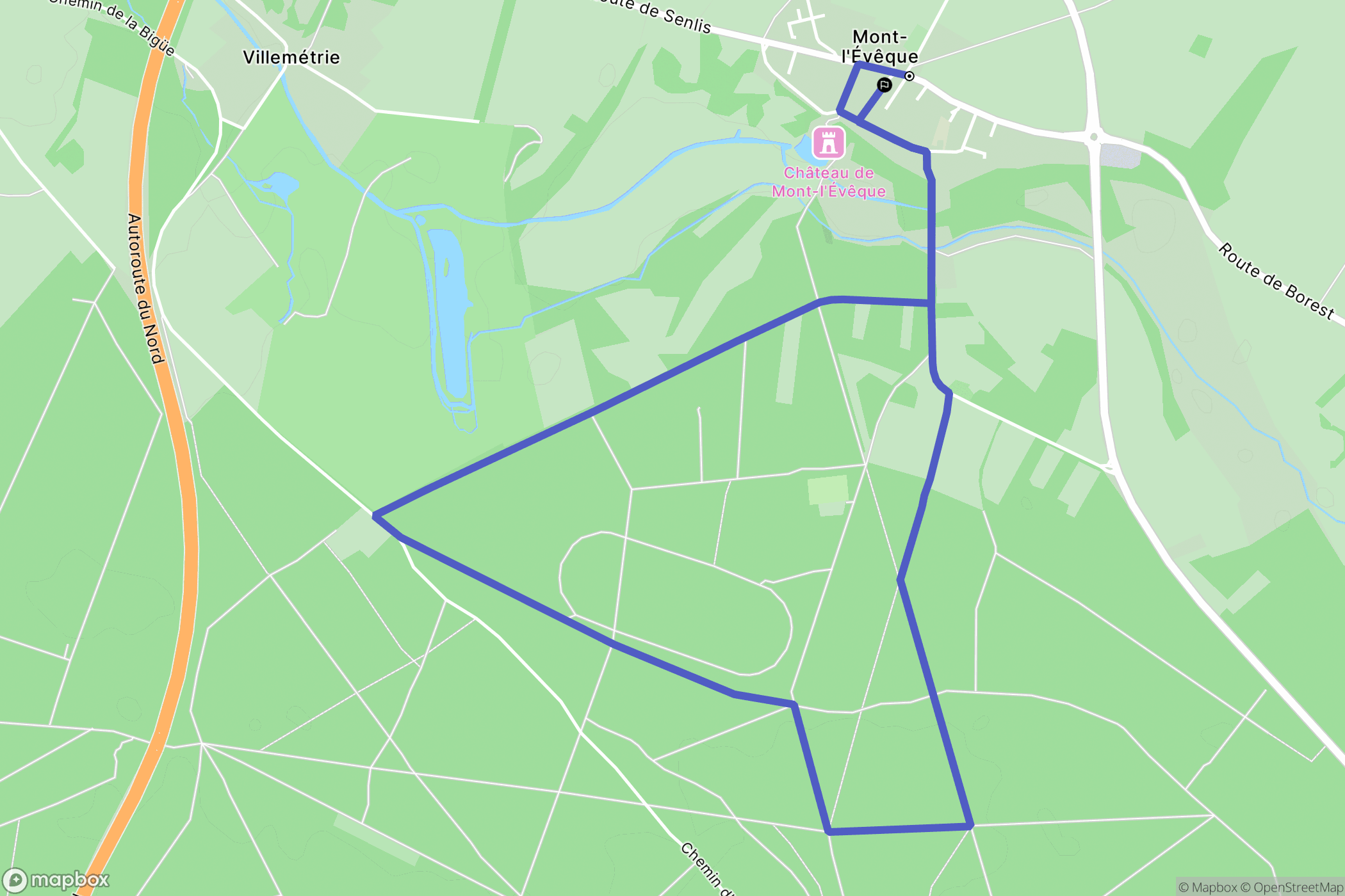 Mont-l'Evêque : carte du parcours de randonnée - France
