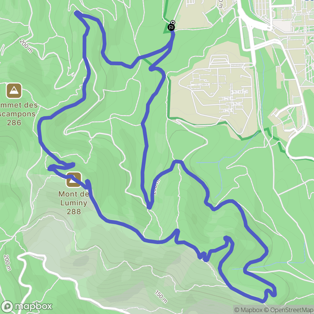 Luminy : carte du parcours de randonnée - France