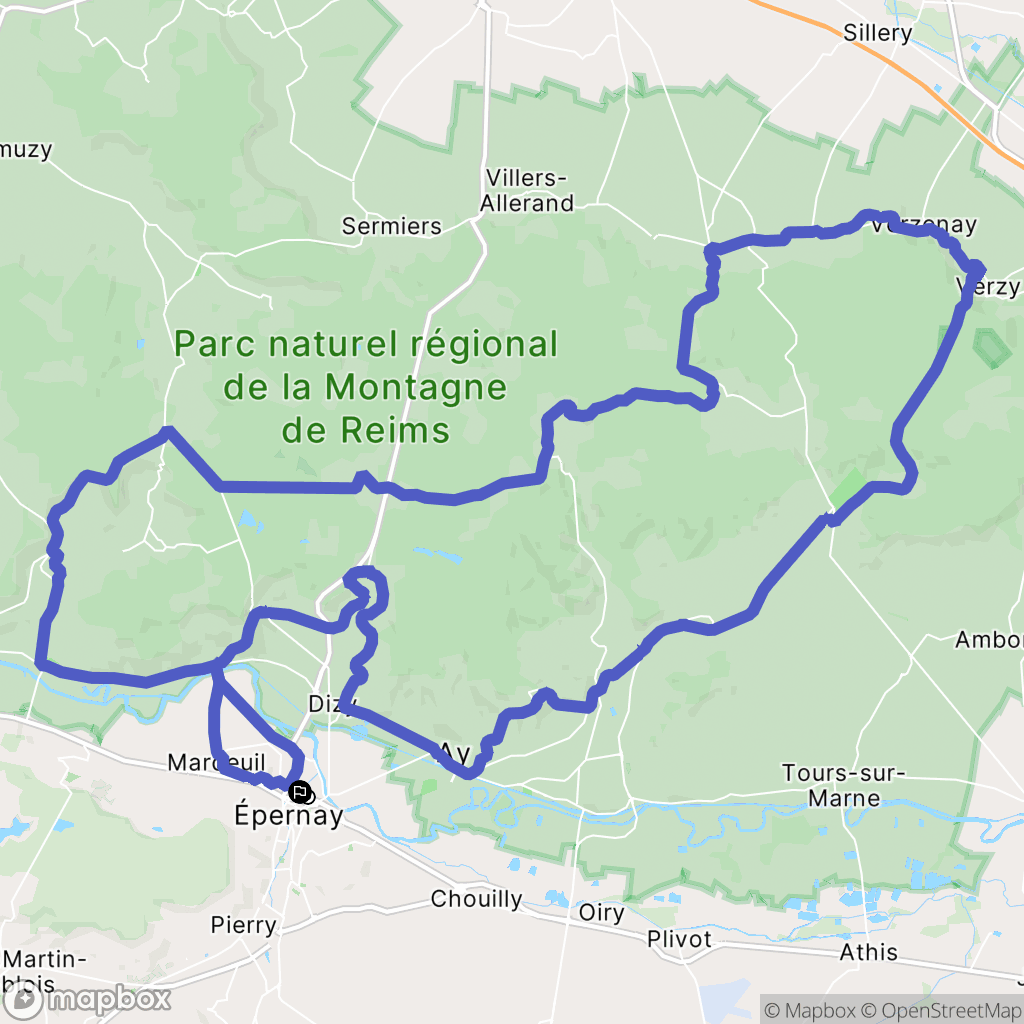 Epernay : carte du parcours de randonnée - France