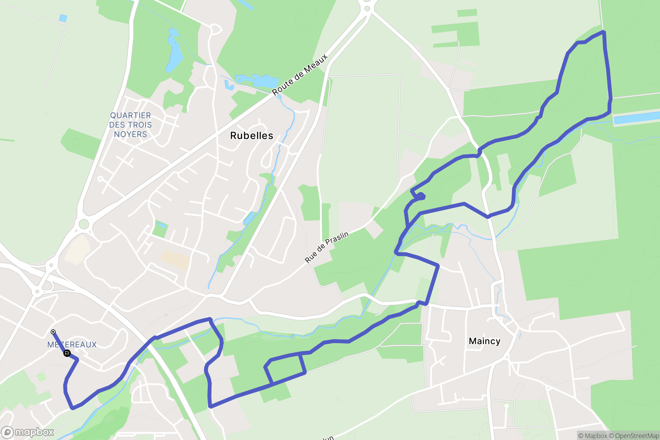 Melun : carte du parcours de randonnée - France