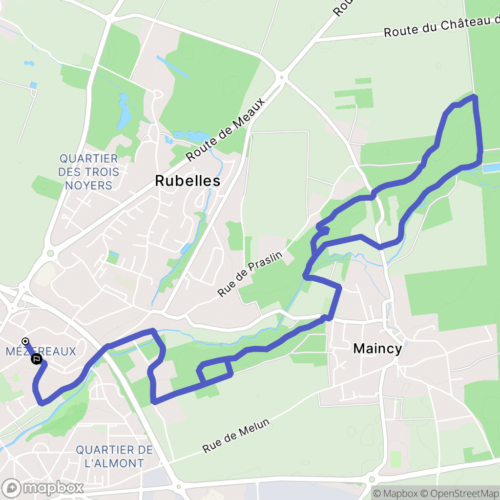 Melun : carte du parcours de randonnée - France