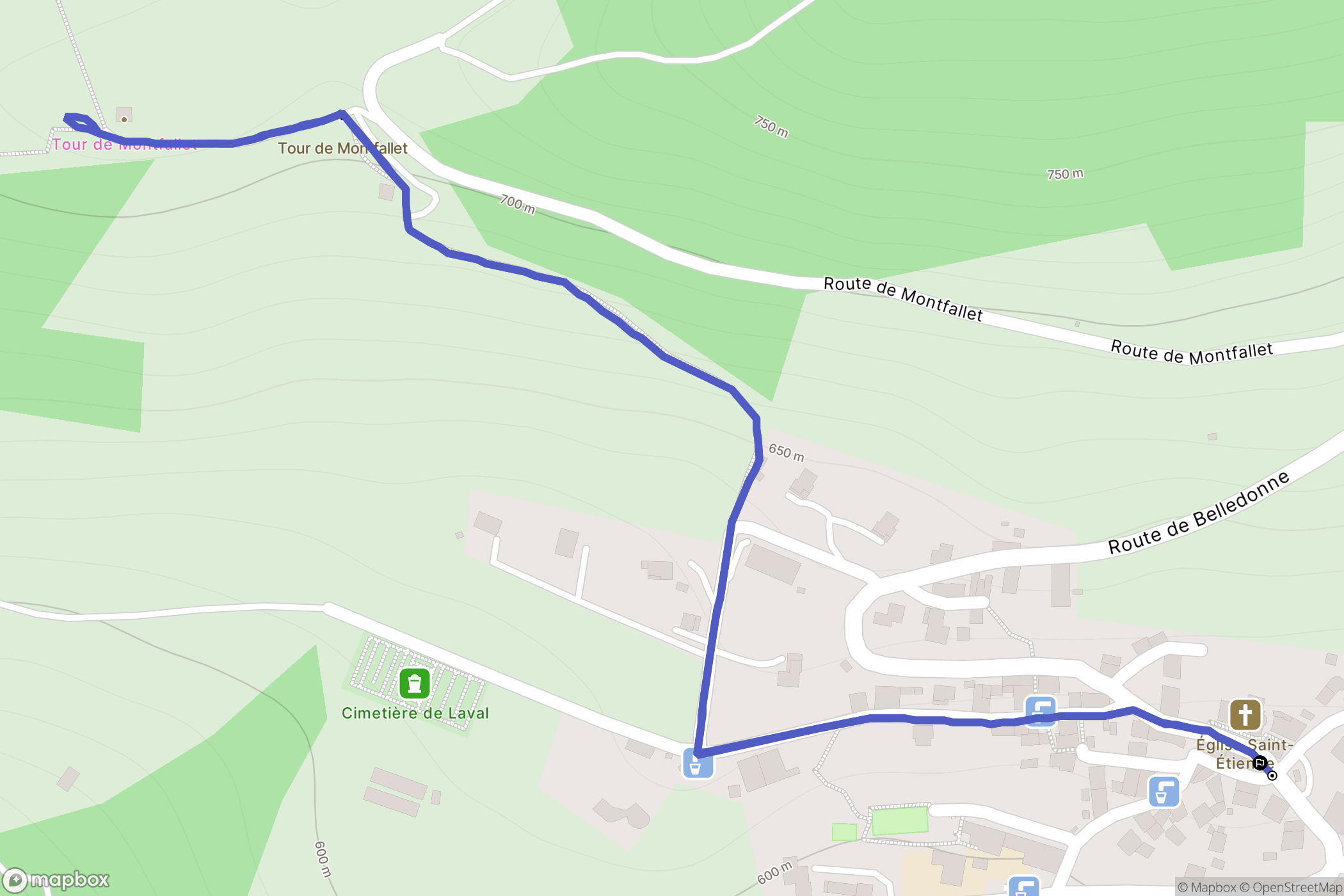 Laval-en-Belledonne : carte du parcours de randonnée - France