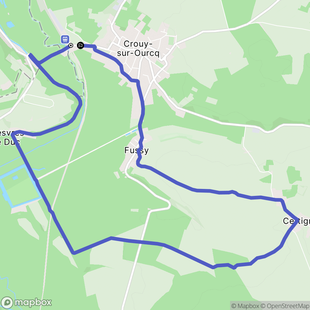 Crouy-sur-Ourcq : carte du parcours de randonnée - France