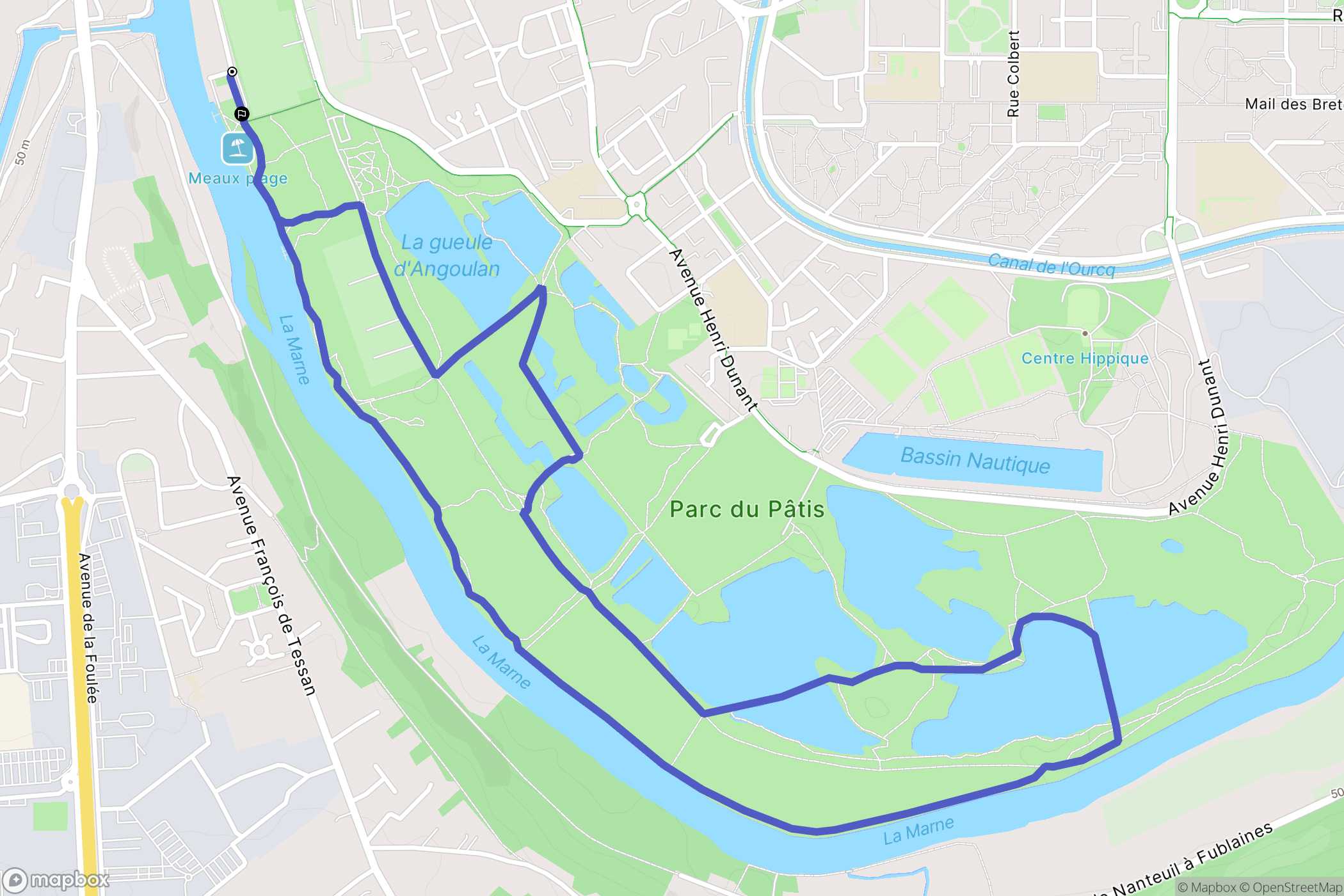 Meaux : carte du parcours de randonnée - France
