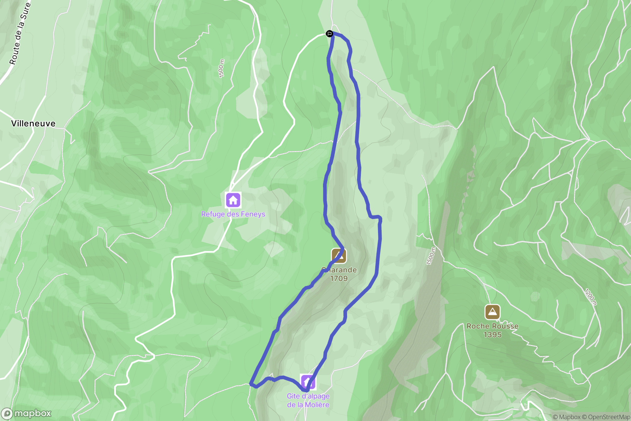 Autrans : carte du parcours de randonnée - France