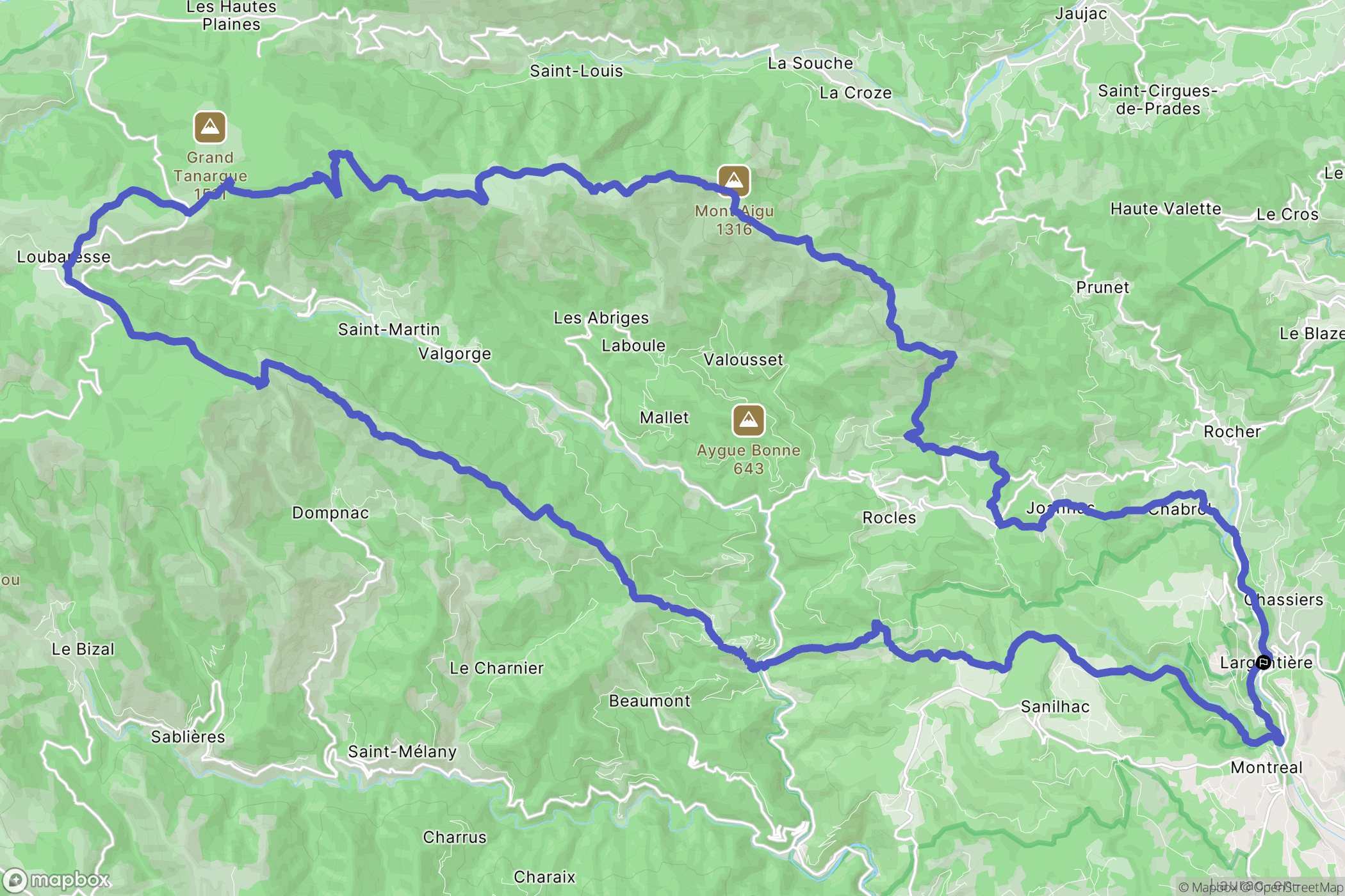 Largentière : carte du parcours de randonnée - France