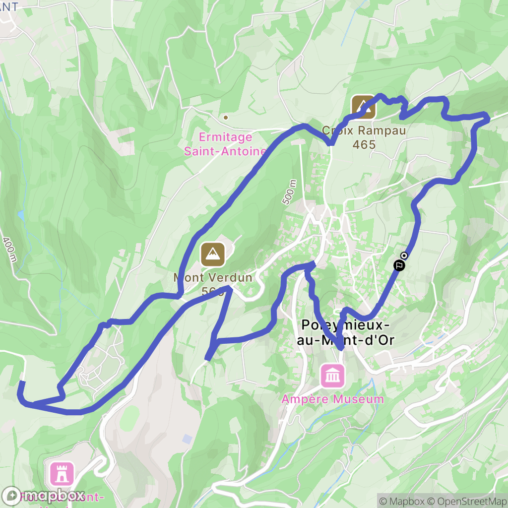 Poleymieux-au-Mont-d'Or : carte du parcours de randonnée - France