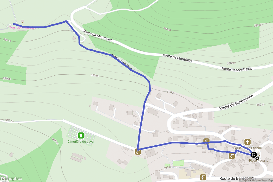 Laval-en-Belledonne : carte du parcours de randonnée - France