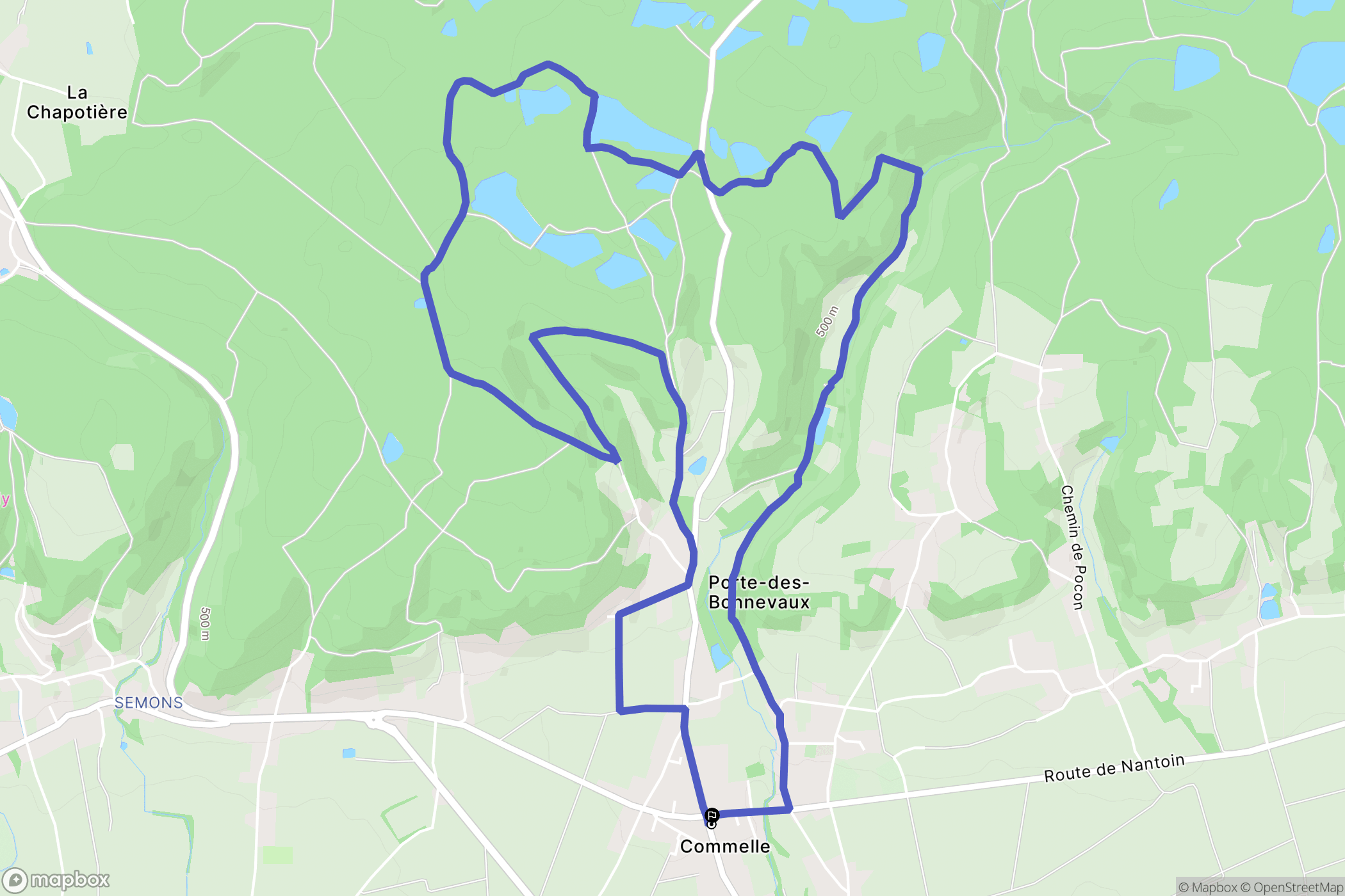 Porte-des-Bonnevaux : carte du parcours de randonnée - France