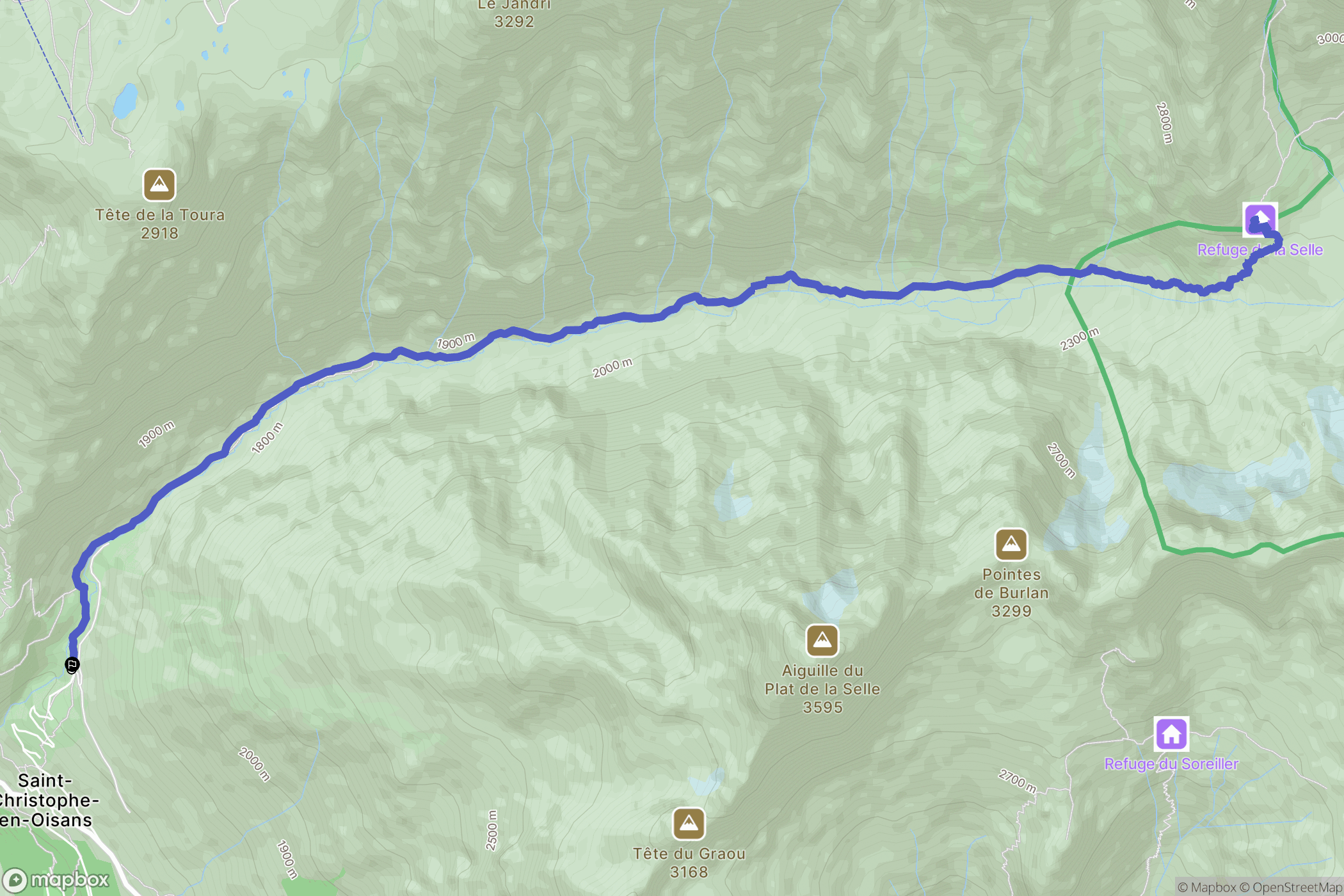 Saint-Christophe-en-Oisans : carte du parcours de randonnée - France