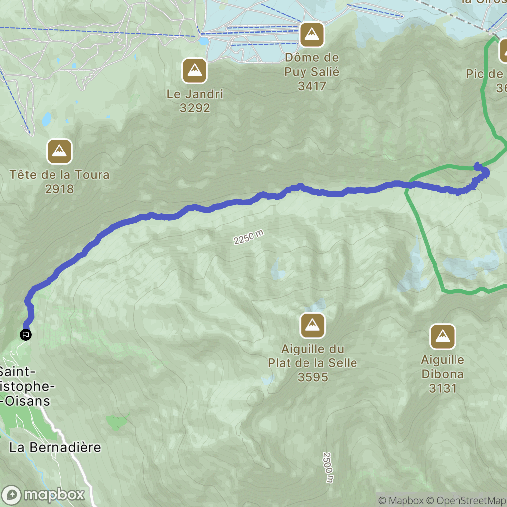 Saint-Christophe-en-Oisans : carte du parcours de randonnée - France