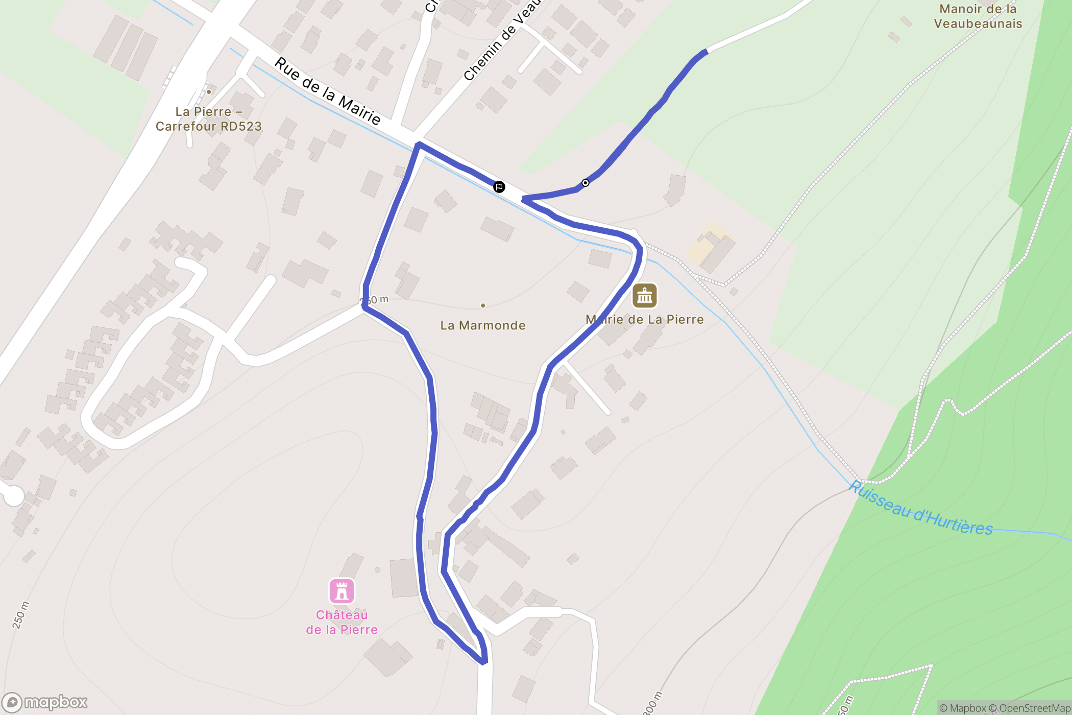 La Pierre : carte du parcours de randonnée - France