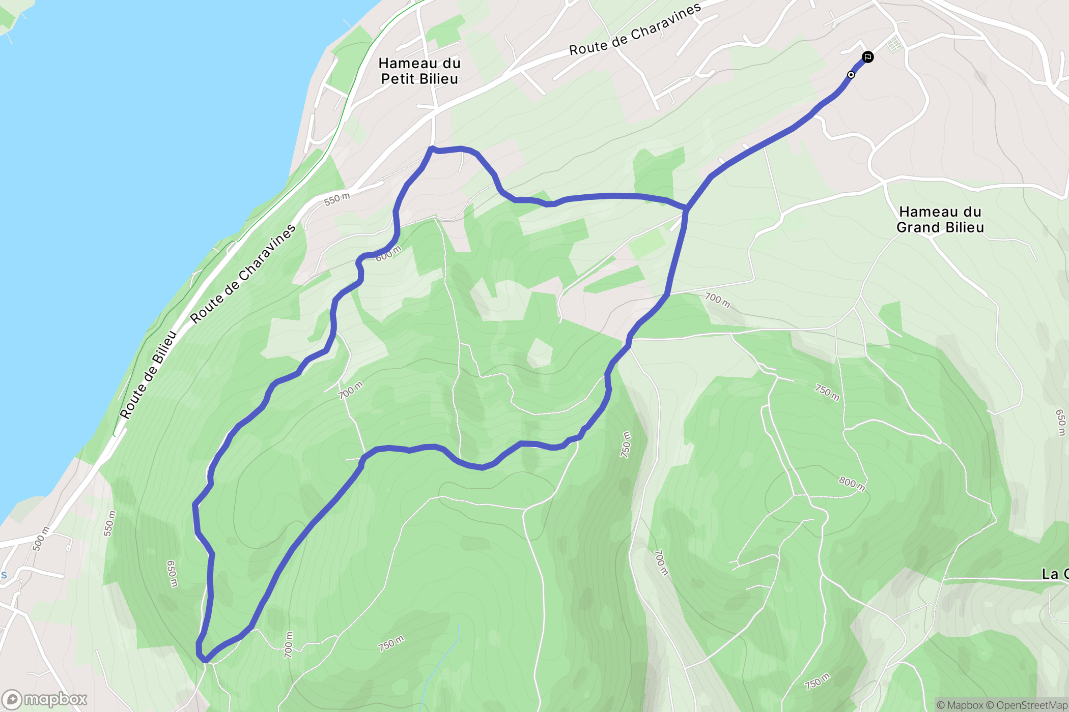 Bilieu : carte du parcours de randonnée - France