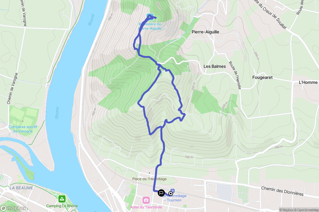 Tain-l'Hermitage : carte du parcours de randonnée - France