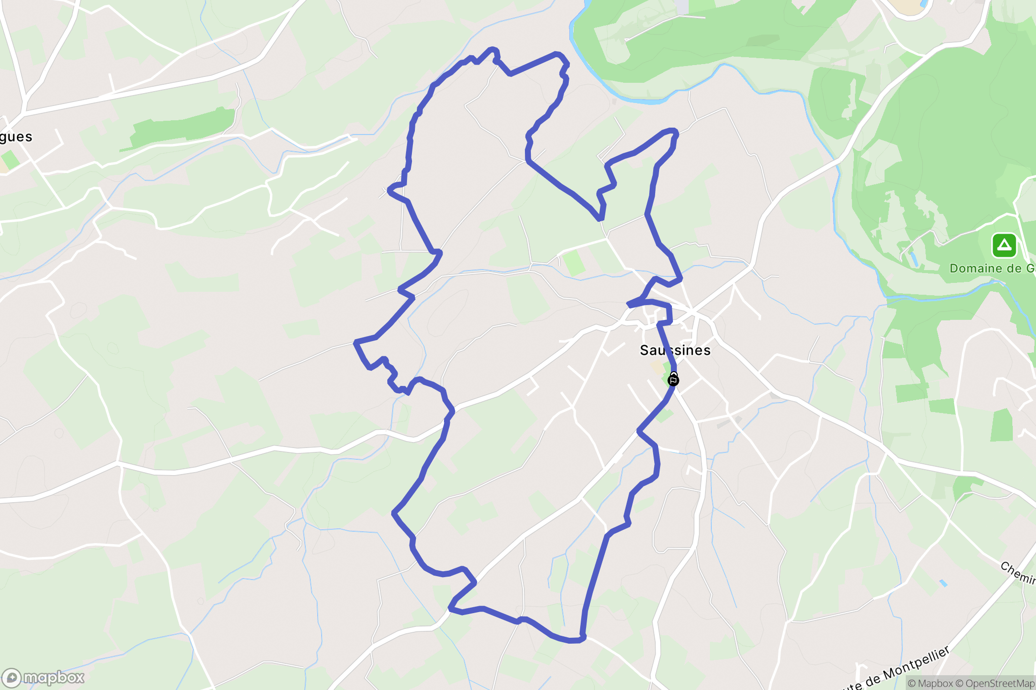 Saussines : carte du parcours de randonnée - France