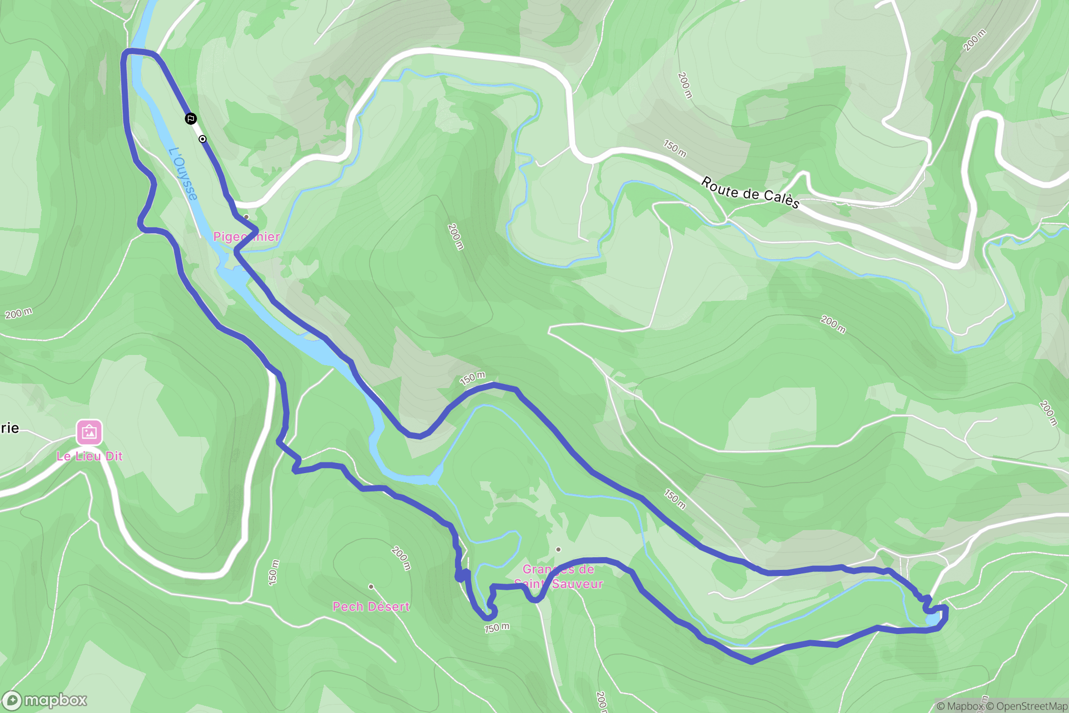 Rocamadour : carte du parcours de randonnée - France