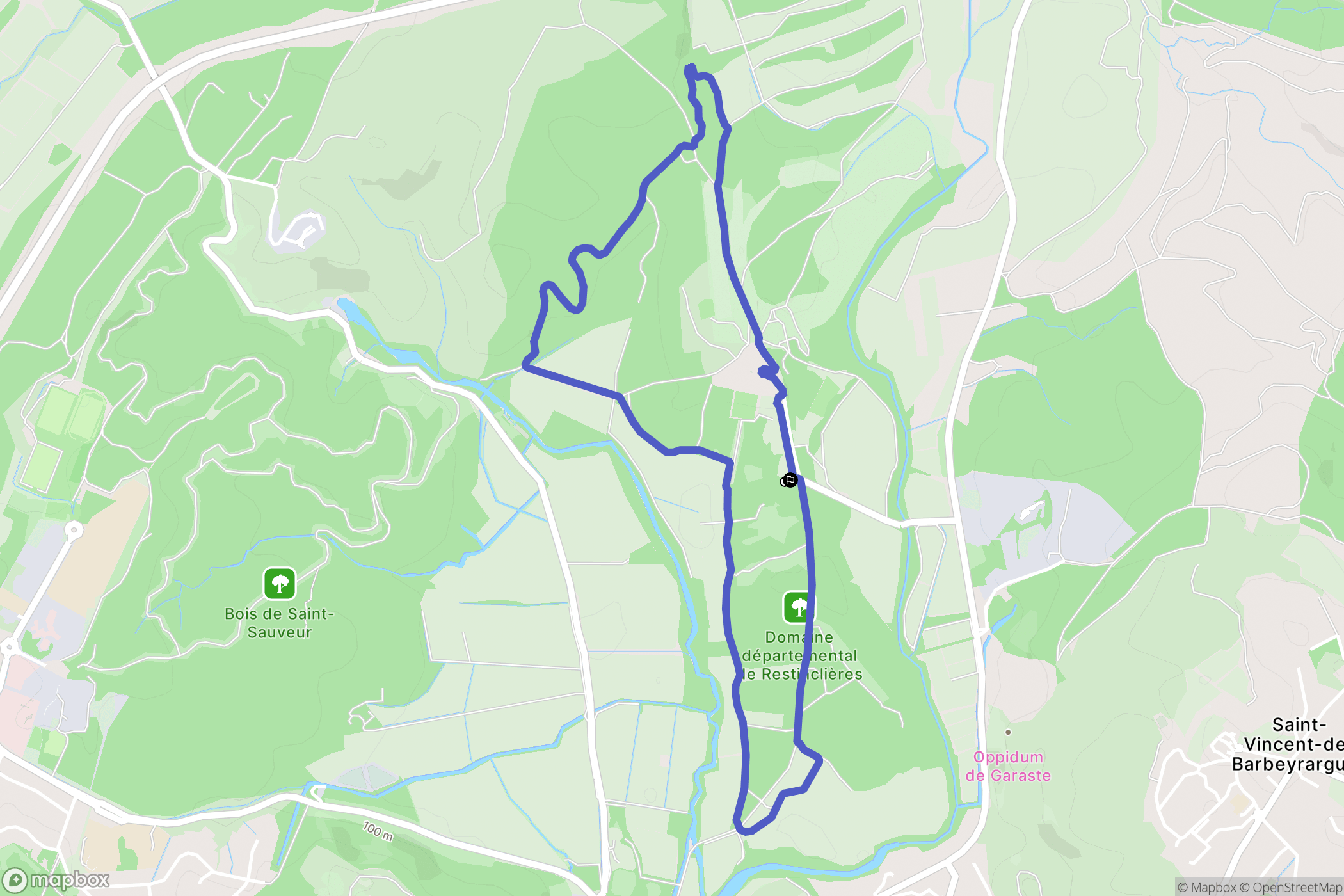 Prades-le-Lez : carte du parcours de randonnée - France