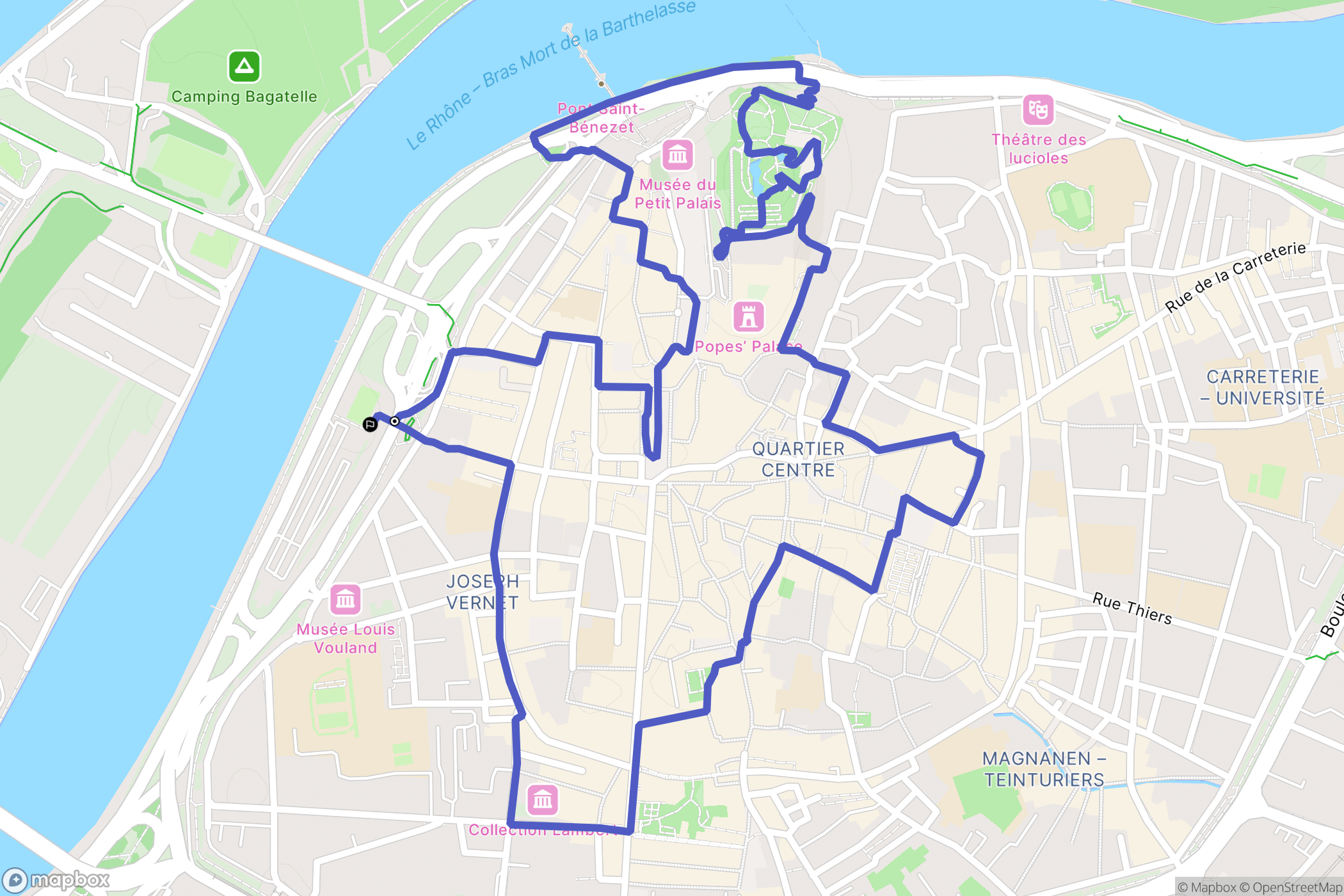 Avignon : carte du parcours de randonnée - France