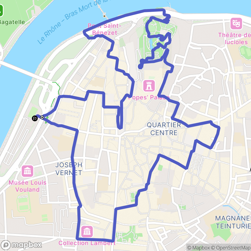 Avignon : carte du parcours de randonnée - France