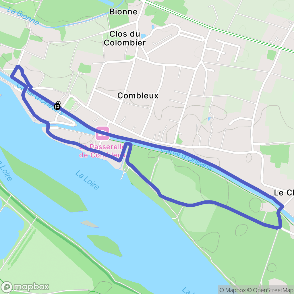 Combleux : carte du parcours de randonnée - France