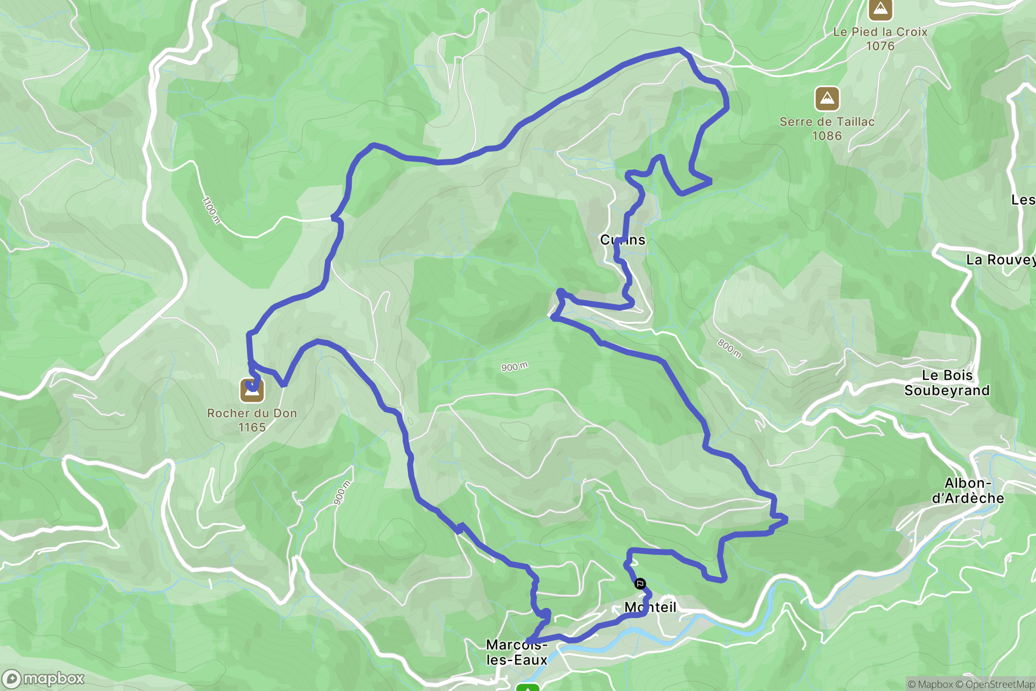 Marcols-les-Eaux : carte du parcours de randonnée - France