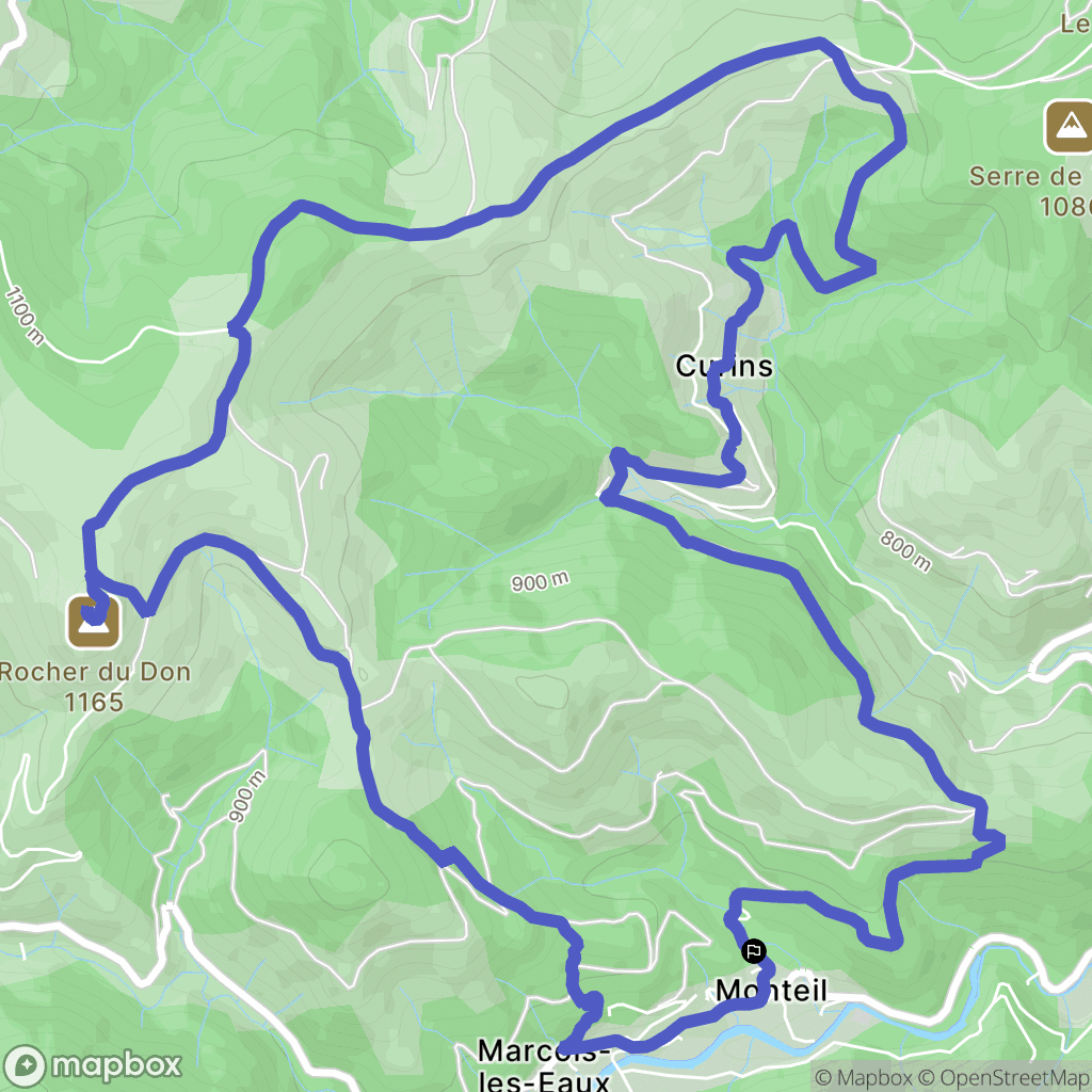Marcols-les-Eaux : carte du parcours de randonnée - France