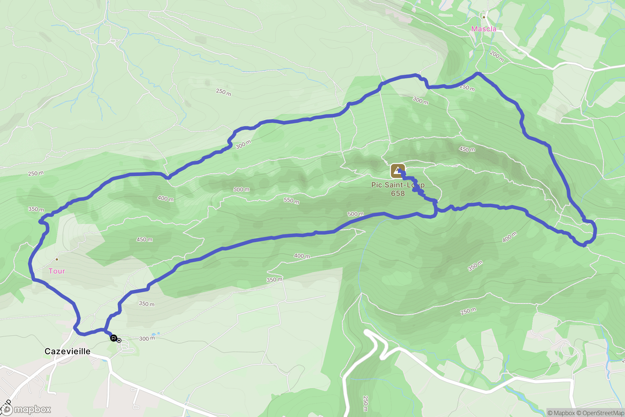 Cazevieille: routekaart voor buitenactiviteiten - France