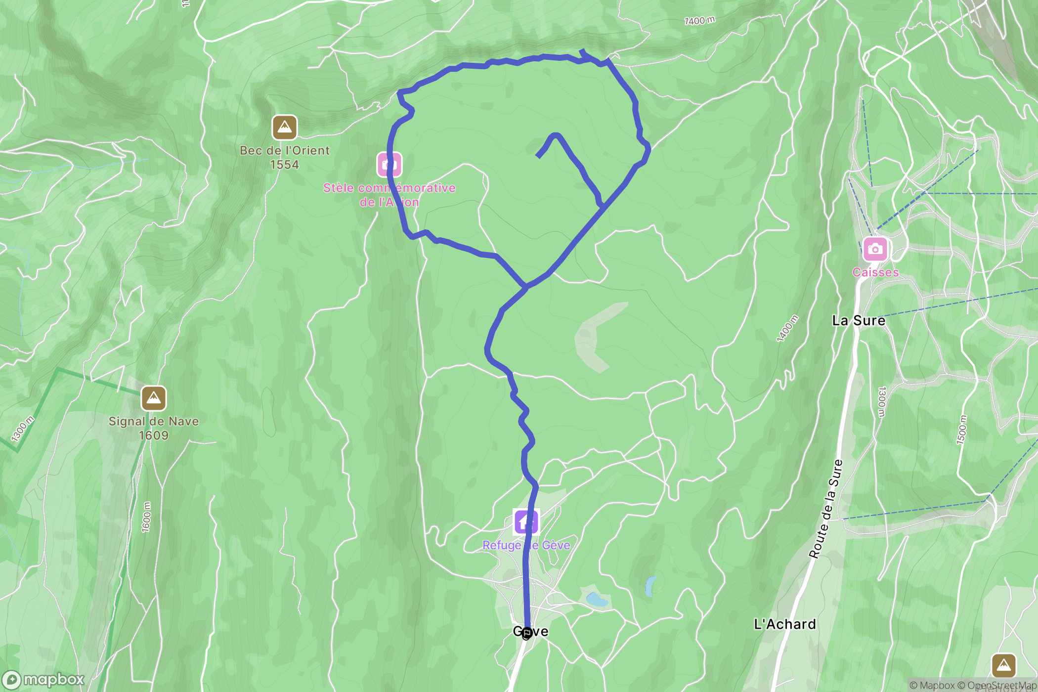 Autrans : carte du parcours de randonnée - France