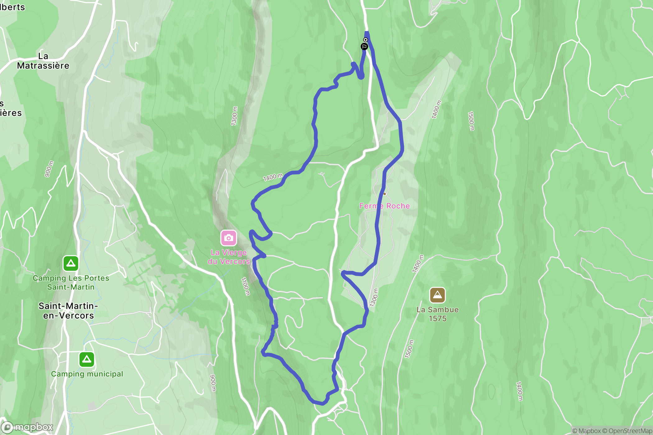 Saint-Martin-en-Vercors : carte du parcours de randonnée - France