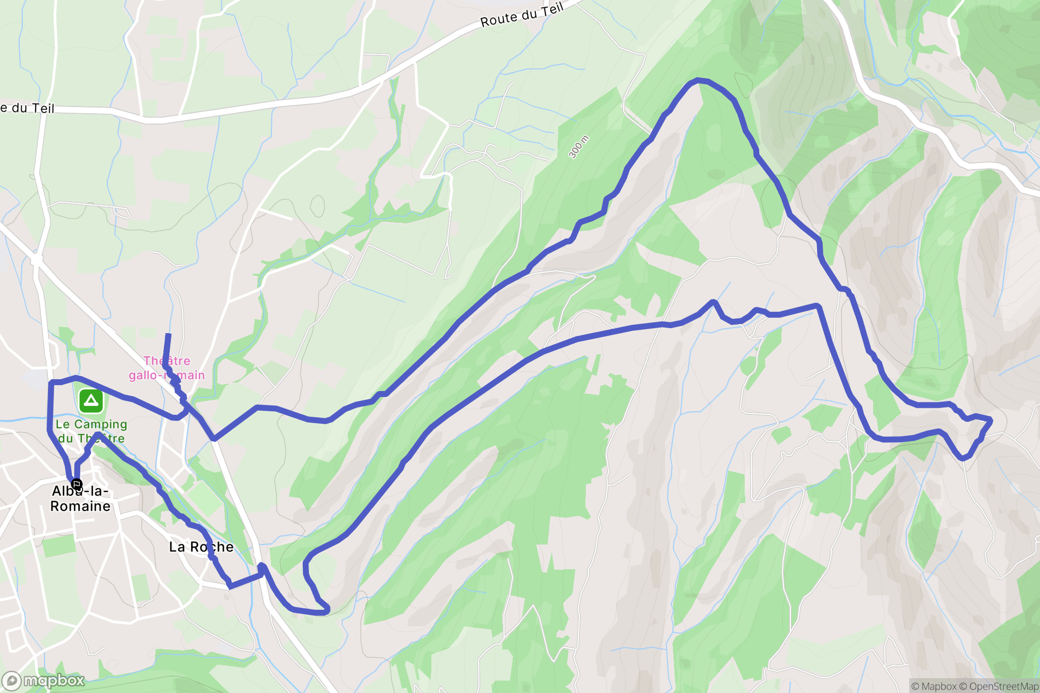Alba-la-Romaine : carte du parcours de randonnée - France
