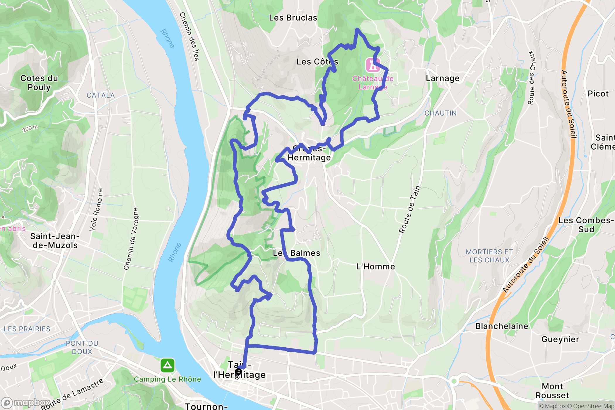 Tain-L'Hermitage : carte du parcours de randonnée - France