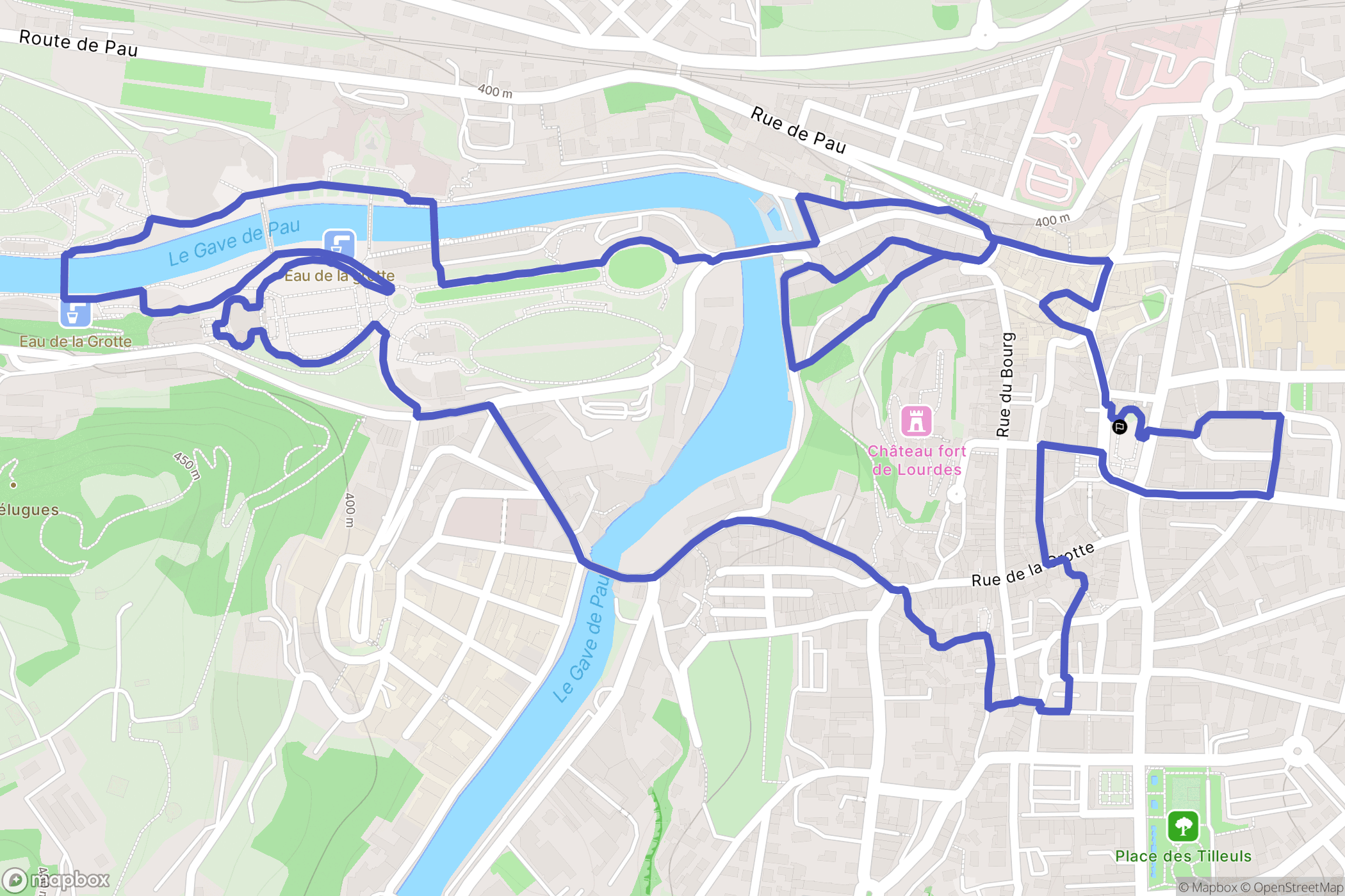 Lourdes : carte du parcours de randonnée - France