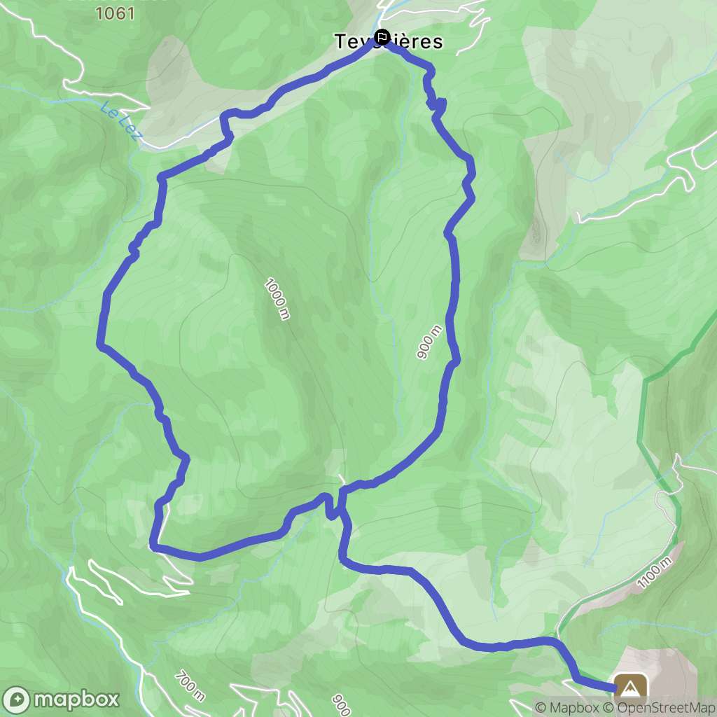 Teyssières : carte du parcours de randonnée - France