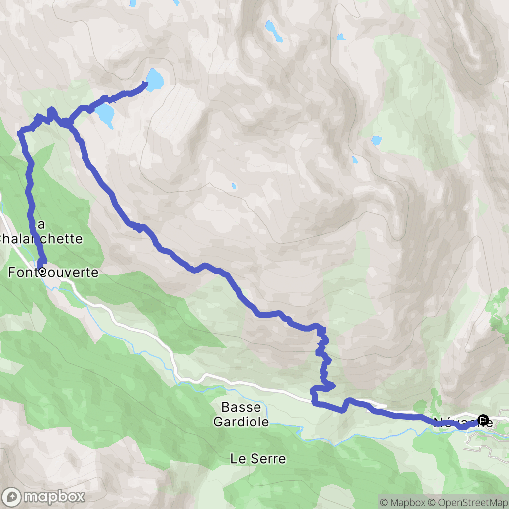 Névache : carte du parcours de randonnée - France