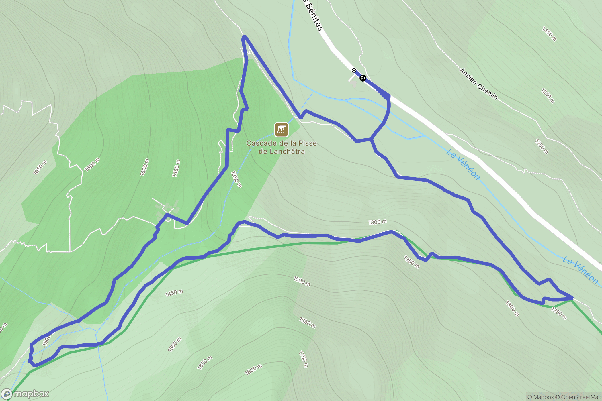 Saint-Christophe-en-Oisans : carte du parcours de randonnée - France