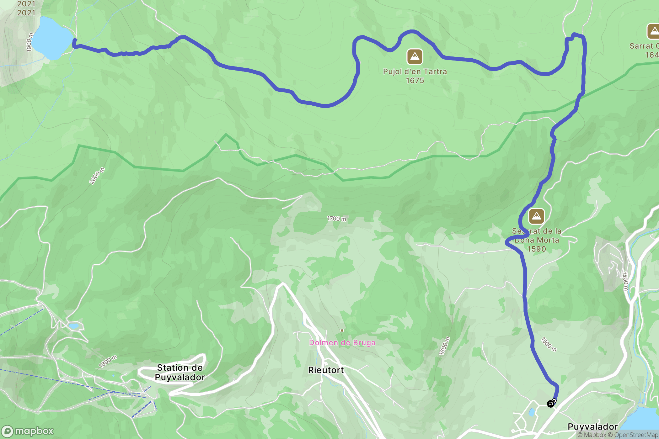 Puyvalador : carte du parcours de randonnée - France
