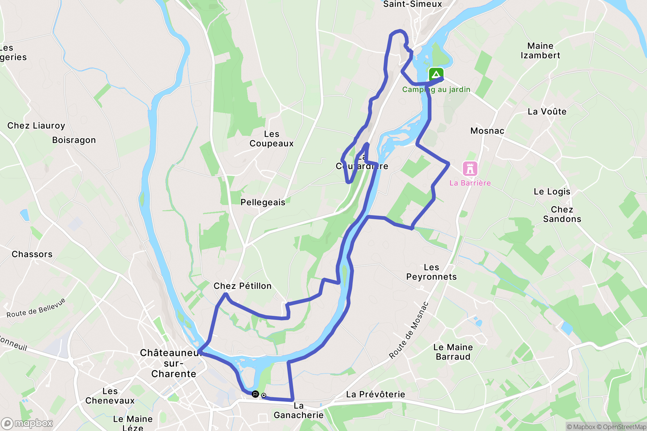 Châteauneuf-sur-Charente : carte du parcours de randonnée - France