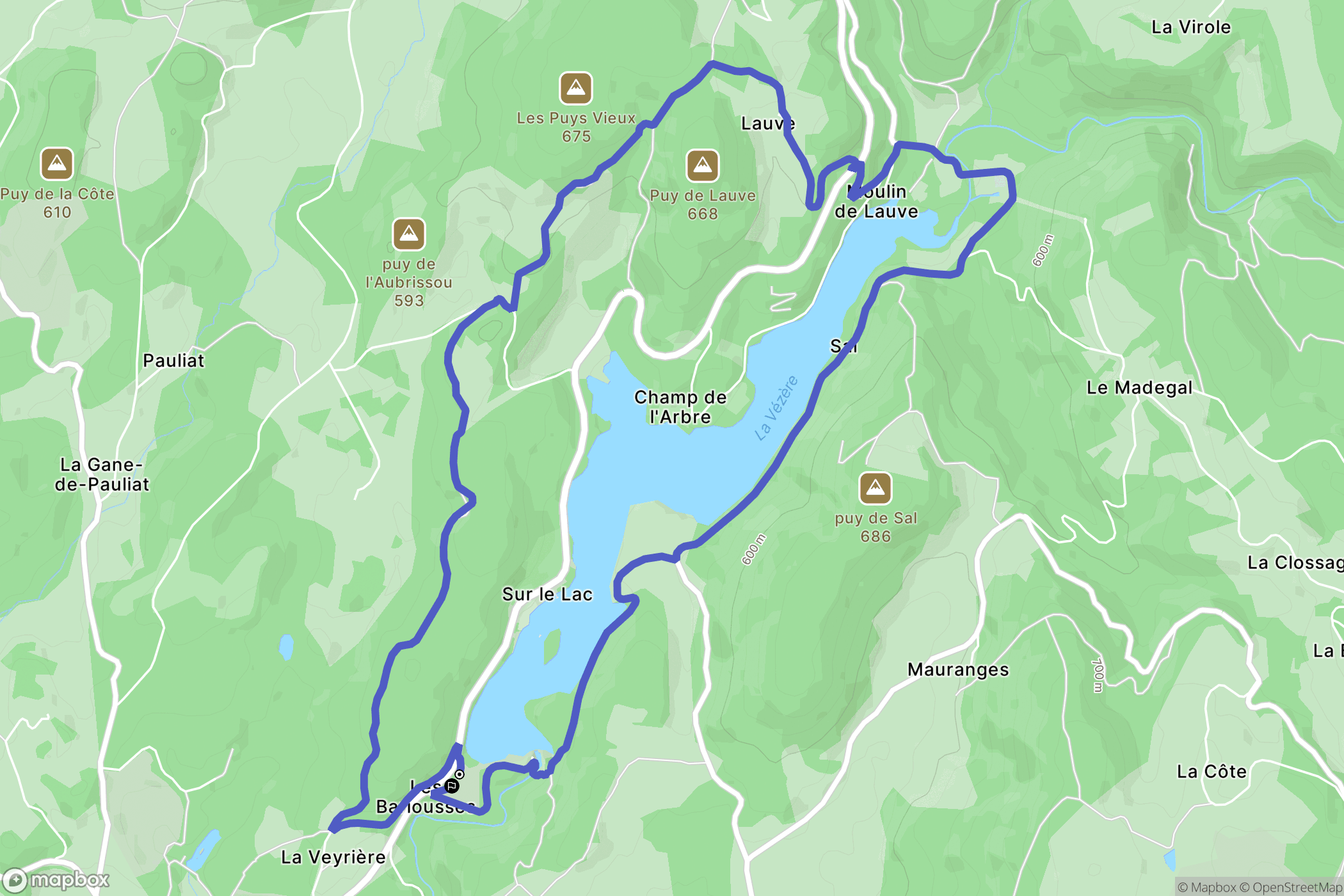 Treignac : carte du parcours de randonnée - France