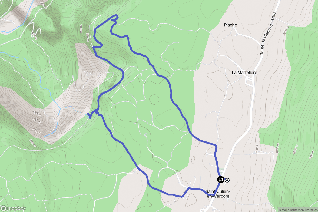 Saint-Julien-en-Vercors : carte du parcours de randonnée - France